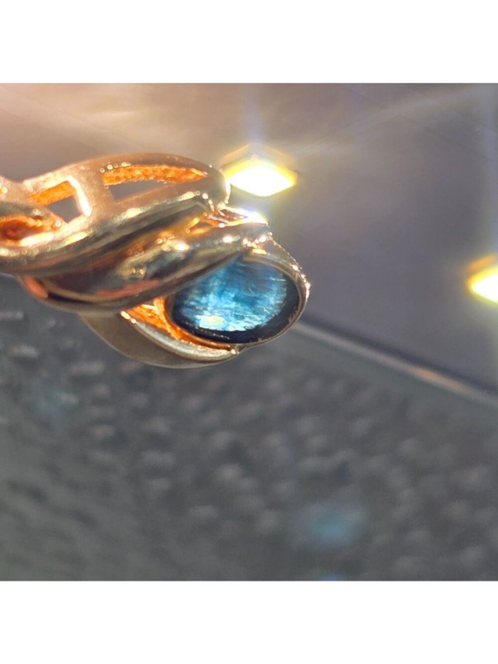 14k Yellow Gold Natural Blue Sapphire Pendant 1" Bezel Set Oval Gemstone 3.12g - Picture 8 of 16